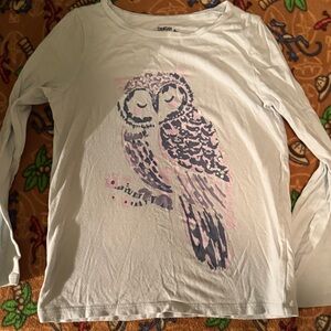 OshKosh B'gosh White Long-Sleeve Tee with Pink & Navy Owl